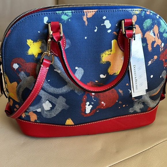 🆕Dooney & Bourke Zip Zip Satchel Bag In Graffiti Navy Blue - Picture 3 of 12